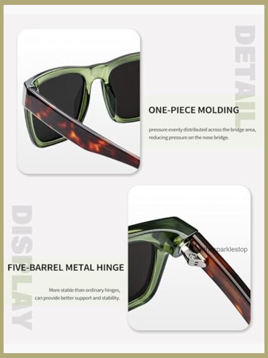 Acetate Square Sunglasses Polarized UV400 Oversized Retro Shades main image 7